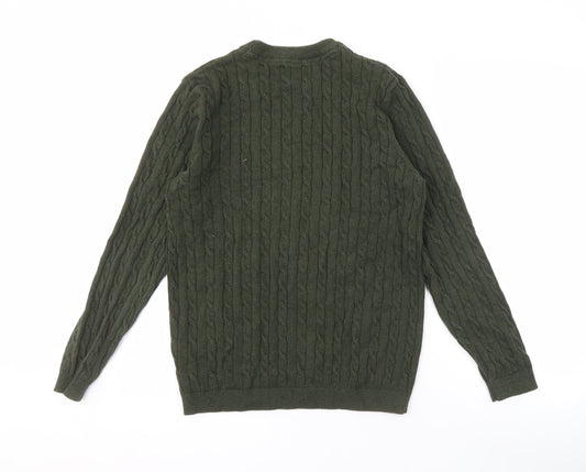 Racing Green Men's Green M Cable-Knit Pullover