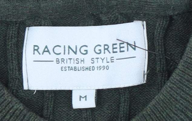 Racing Green Men's Green M Cable-Knit Pullover