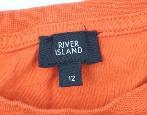 River Island Women’s Orange Cropped T-Shirt Size 12
