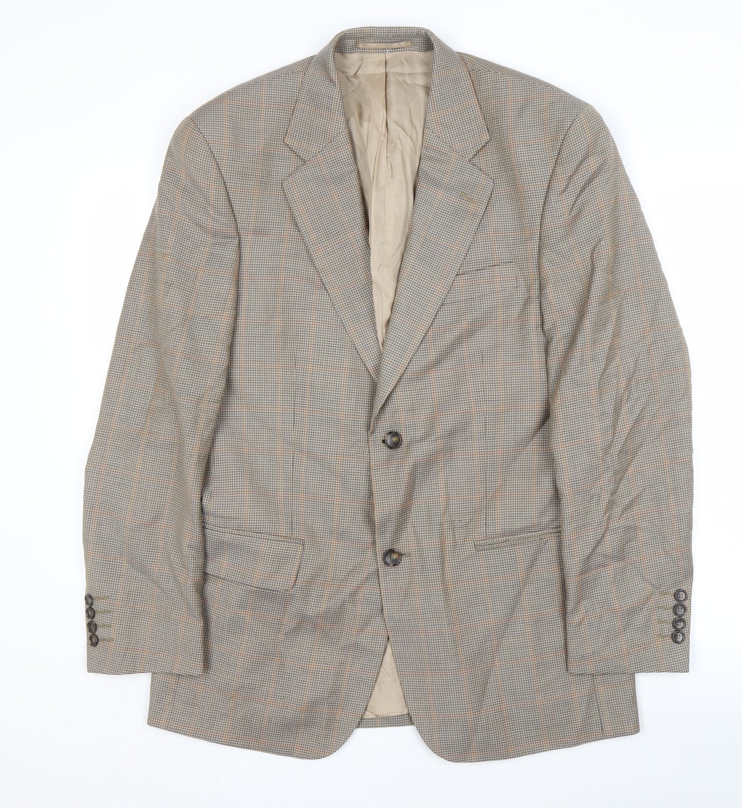 Farah Men's Multicoloured Checked Wool Blazer, Size 38R