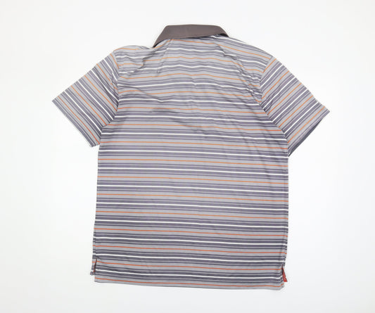 Dunlop Men's Grey Striped Golf Polo Shirt