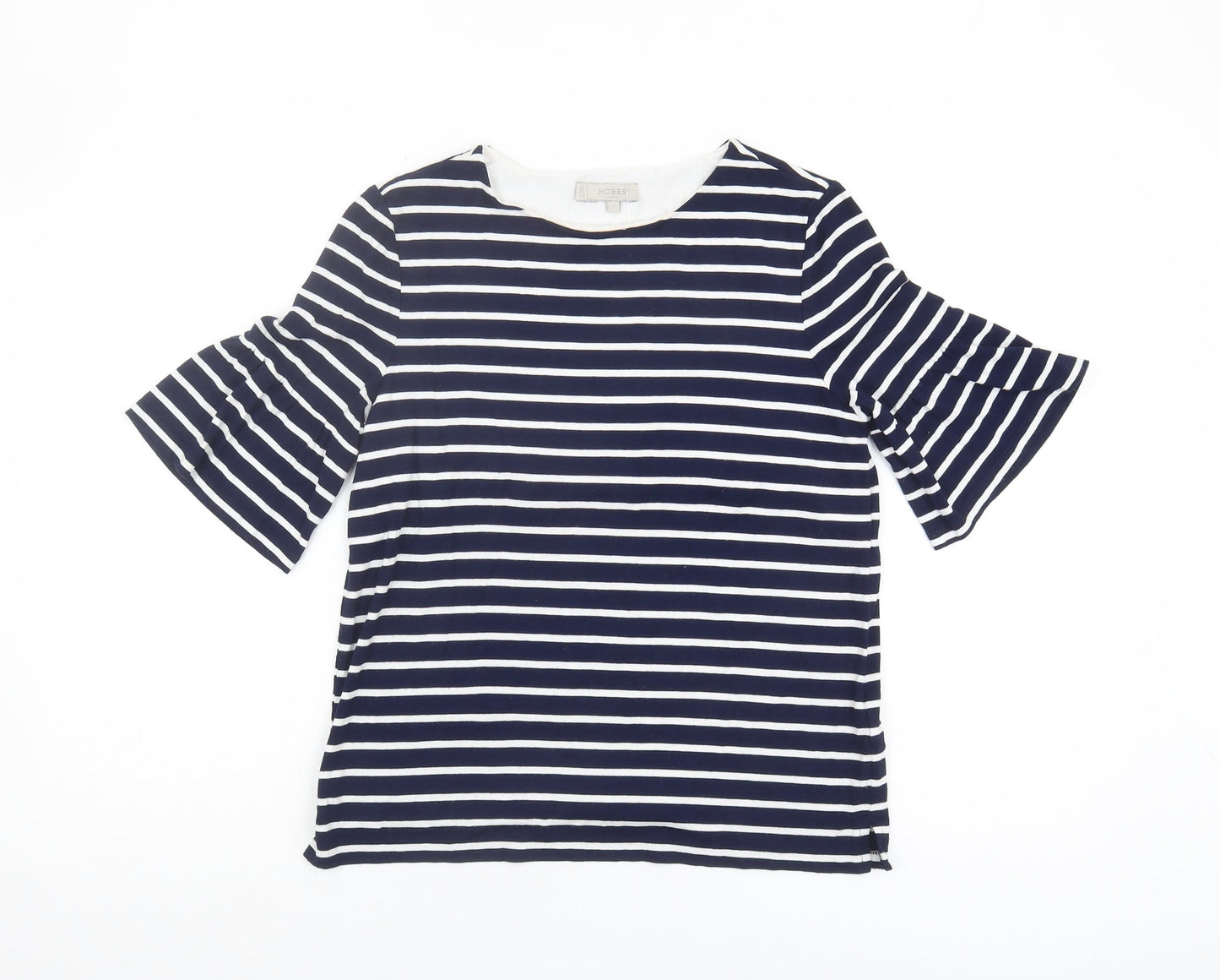 Hobbs Women's Blue Striped 3/4 Sleeve T-Shirt, S