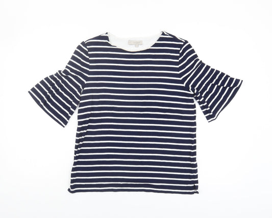 Hobbs Women's Blue Striped 3/4 Sleeve T-Shirt, S