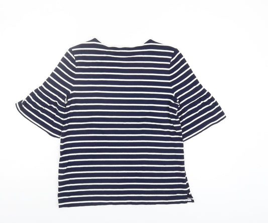 Hobbs Women's Blue Striped 3/4 Sleeve T-Shirt, S
