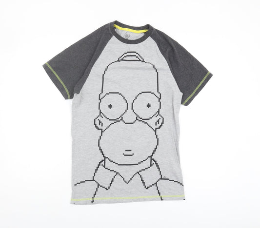 Character.com Simpsons Men Grey Graphic T-Shirt - Size S