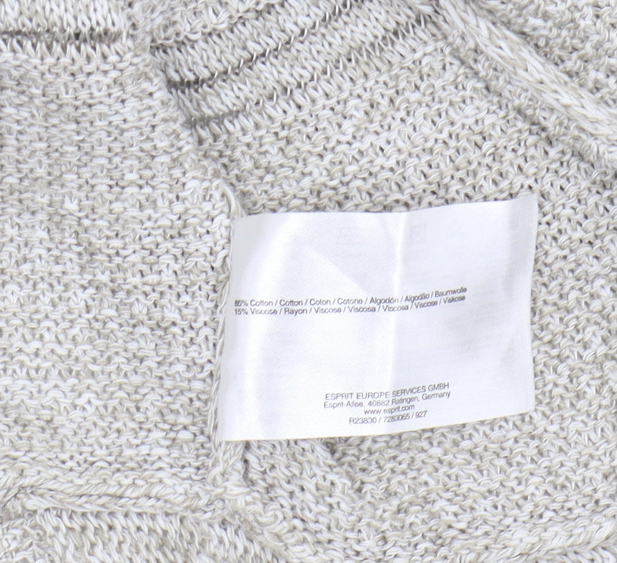 Esprit Women's Beige Open Front Cardigan M Striped