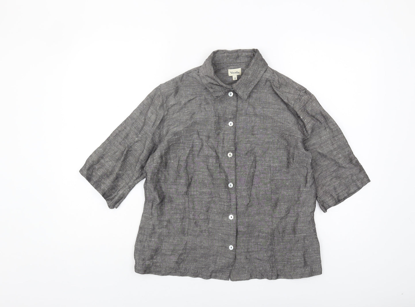 Viyella Women's Grey Button-Up Shirt UK 12