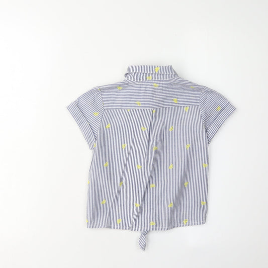 Jasper Conran Girls Blue Striped Button-Up Shirt 8 Years