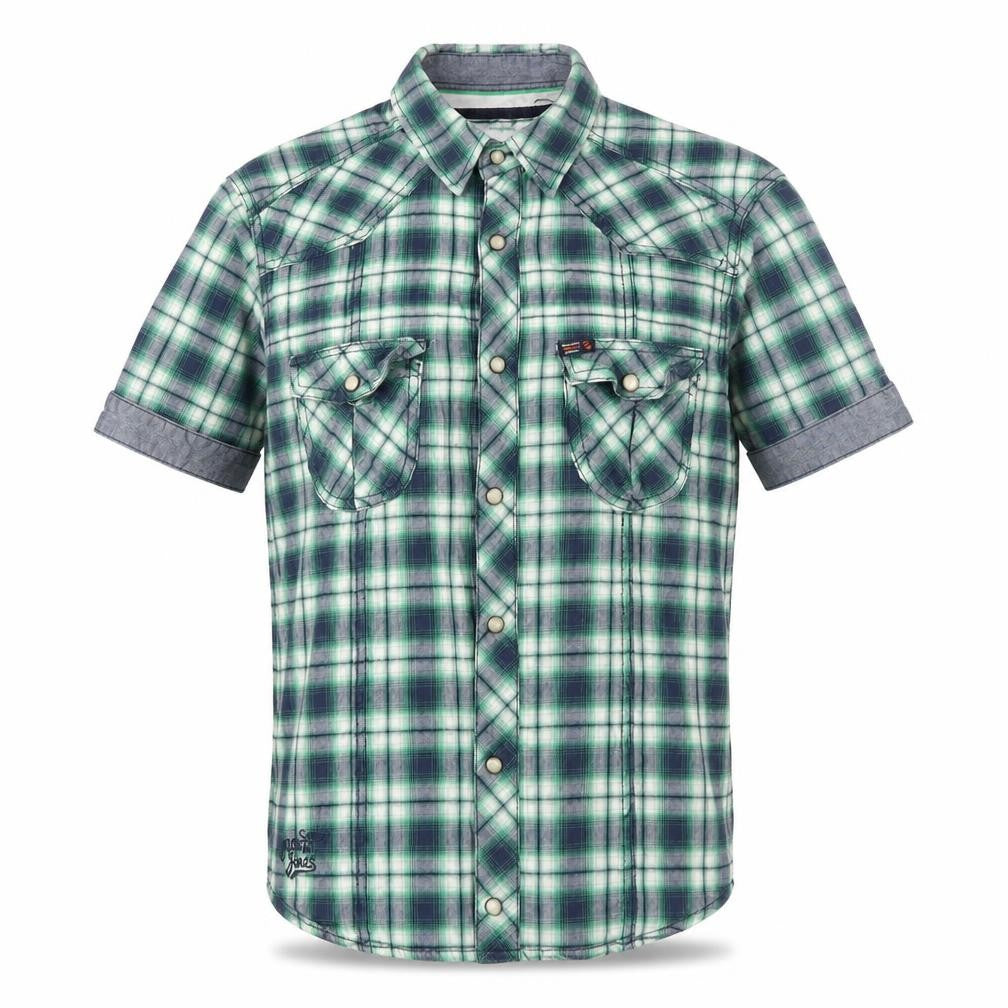 Jack & Jones Men's Green Plaid Short Sleeve Shirt S