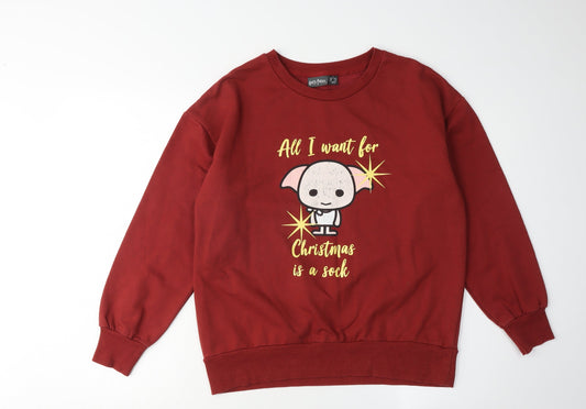 Harry Potter Red Christmas Sweatshirt Small Unisex