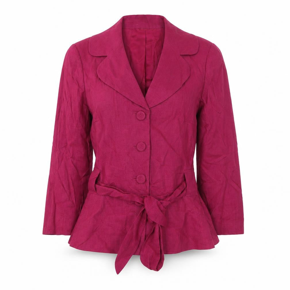 Laura Ashley Women's Pink Linen Blazer, Size S, Belted