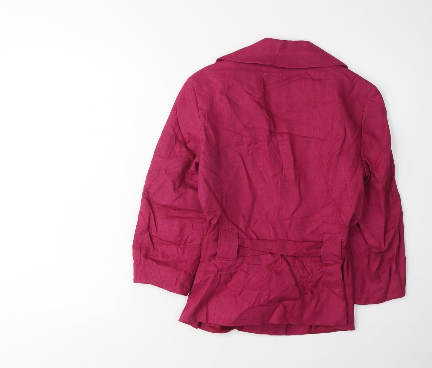 Laura Ashley Women's Pink Linen Blazer, Size S, Belted