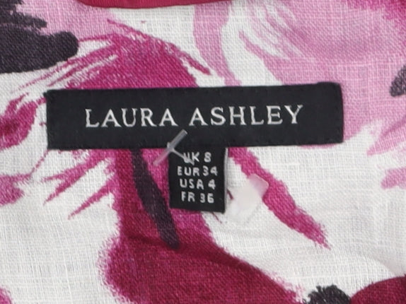 Laura Ashley Women's Pink Linen Blazer, Size S, Belted
