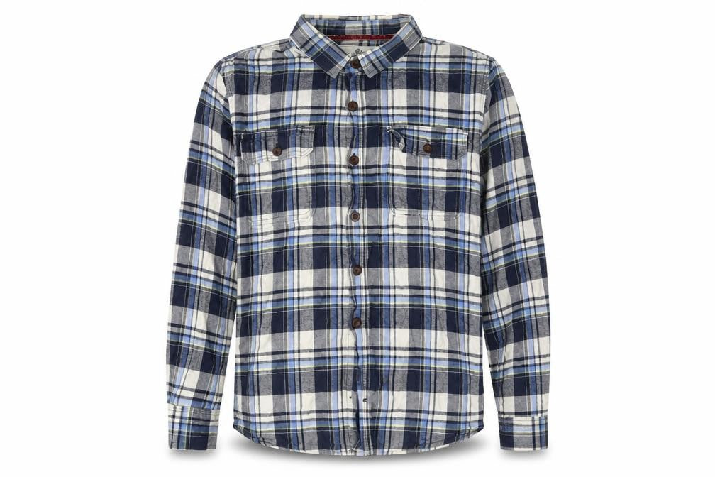 Fresh Men's Blue Plaid Long Sleeve Shirt 2XL