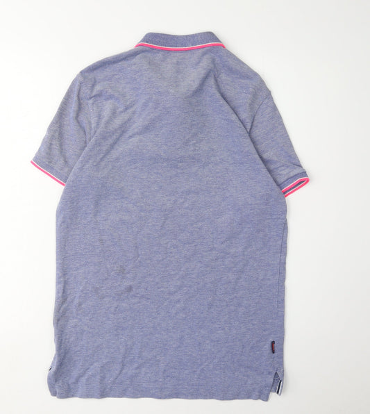 Superdry Men's Blue M Polo Shirt, Embroidered Logo, Cotton