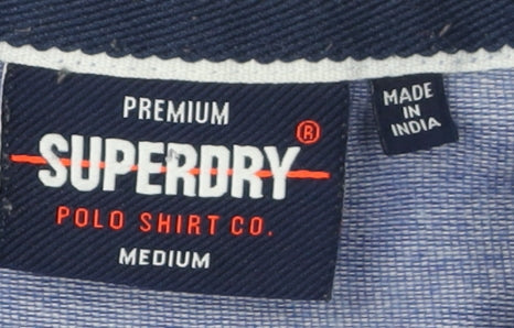 Superdry Men's Blue M Polo Shirt, Embroidered Logo, Cotton