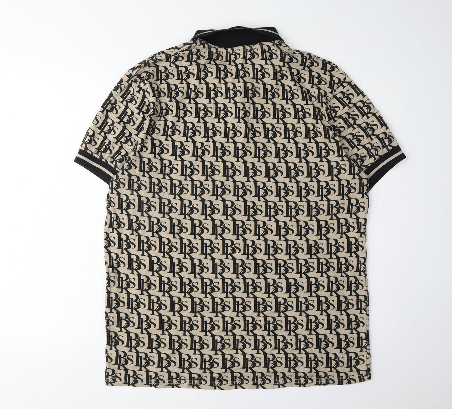 Black Squad Men Beige/Black Polo XL Slim Fit Cotton