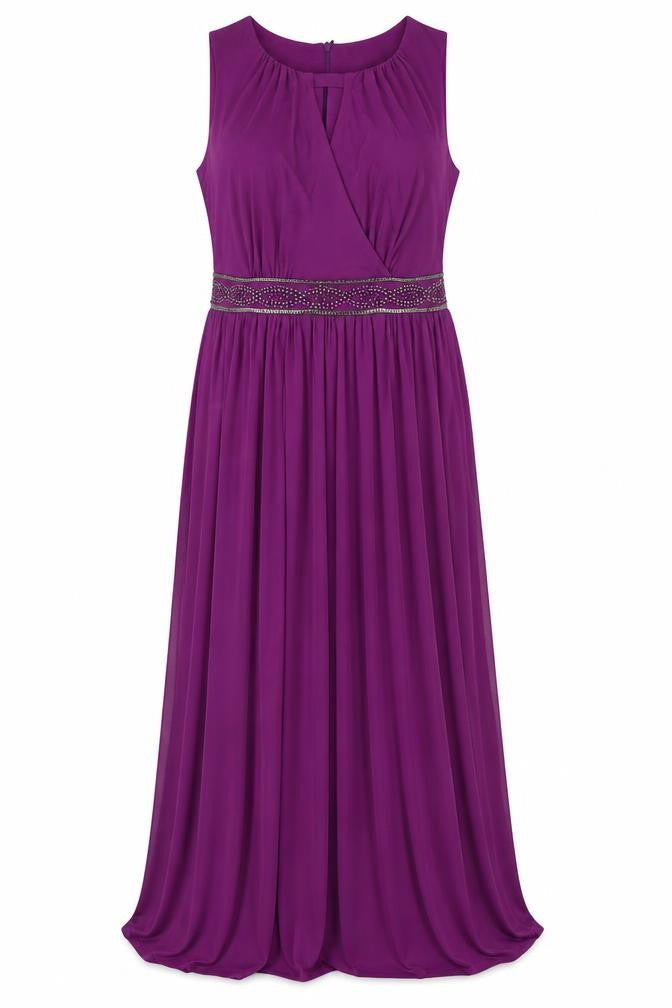 Joanna Hope Women’s Purple Beaded Long Gown Dress