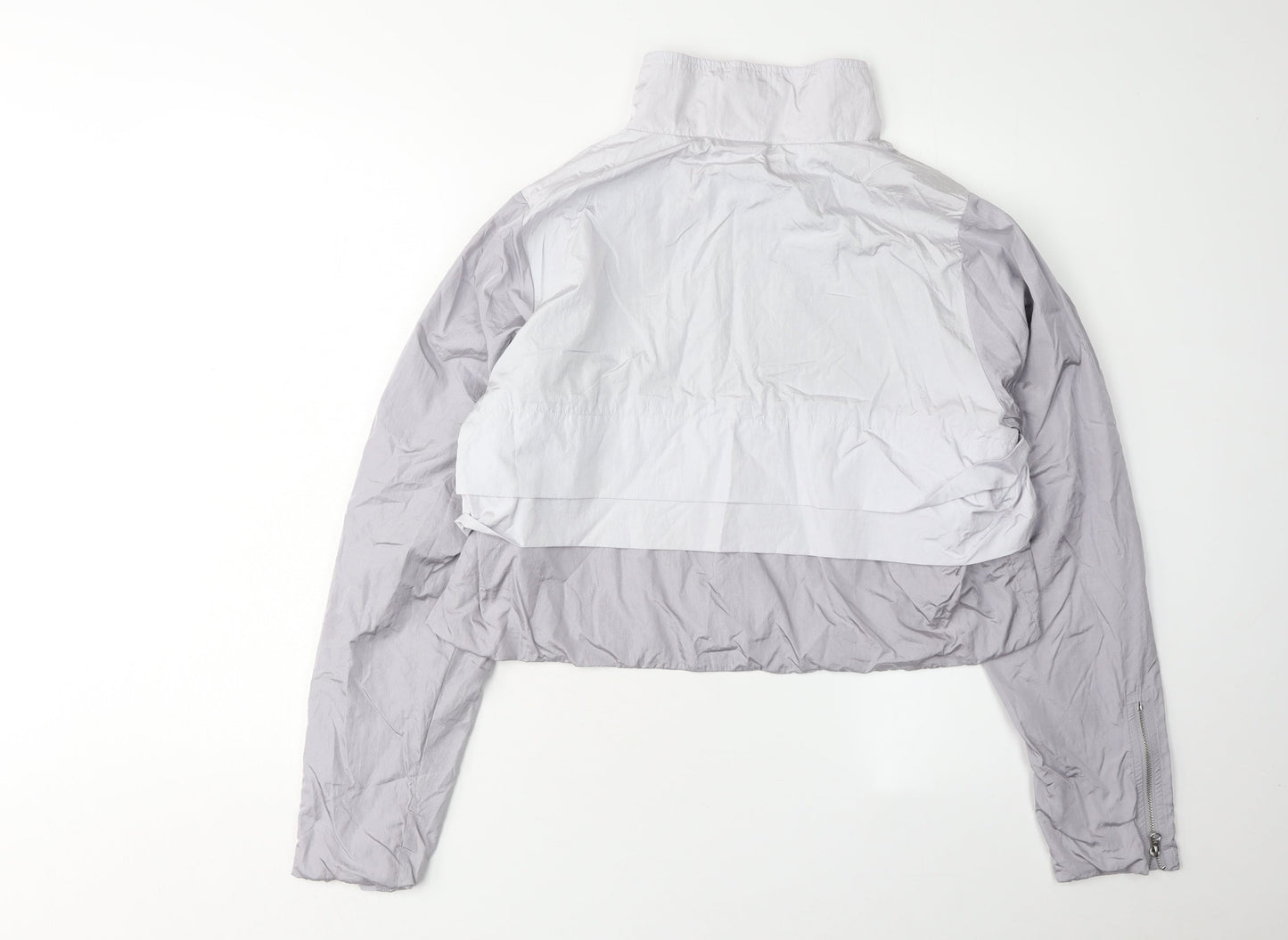 Adidas Women's Grey Cropped Nylon Basic Jacket Size 12