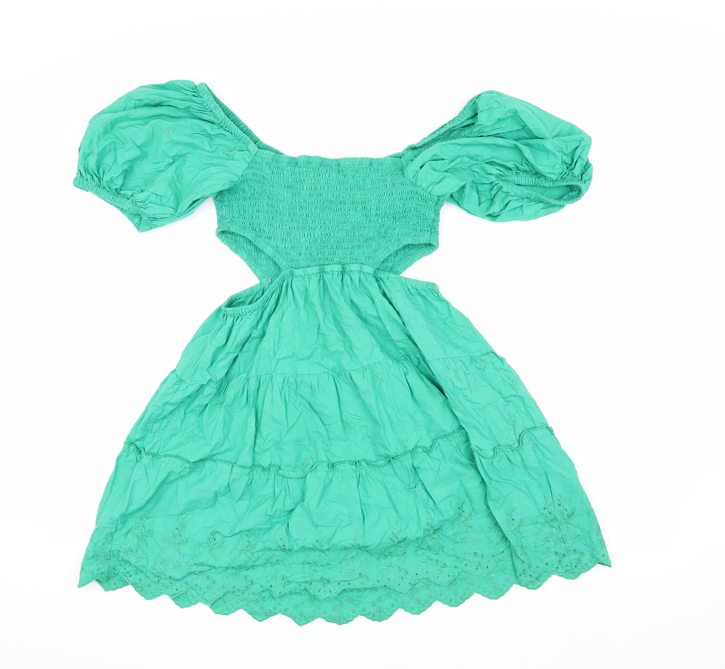 River Island Women's Green Puff Sleeve Dress