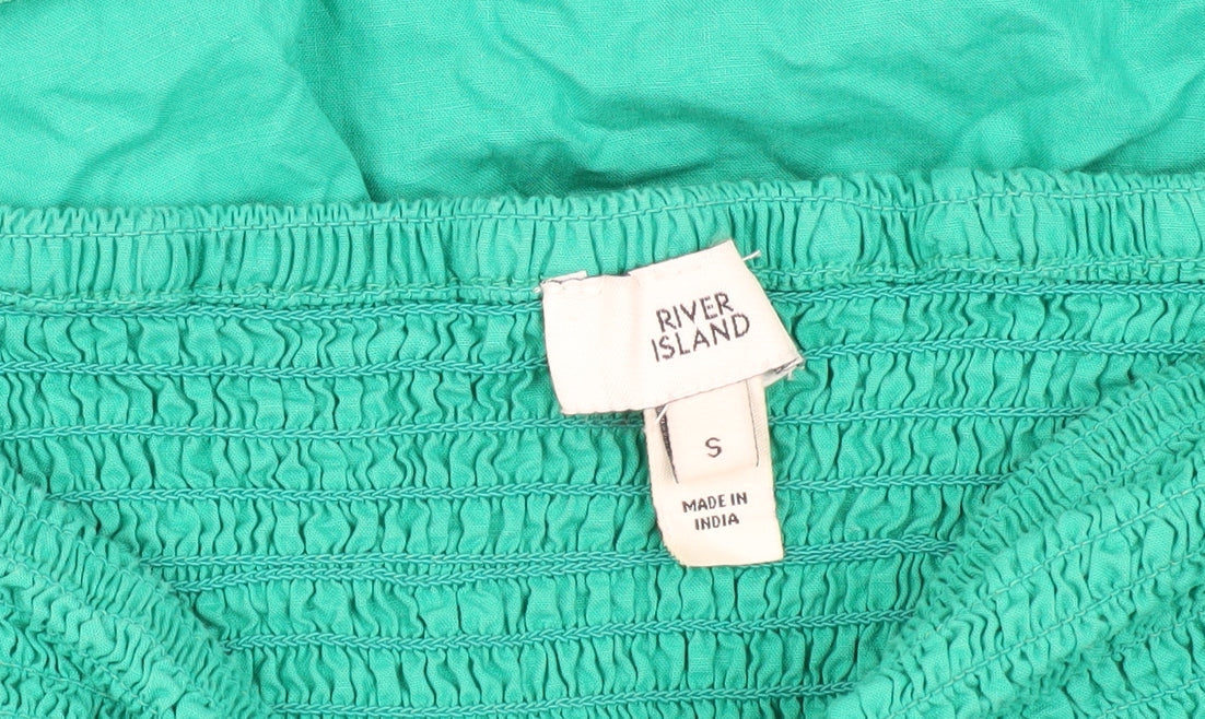 River Island Women's Green Puff Sleeve Dress