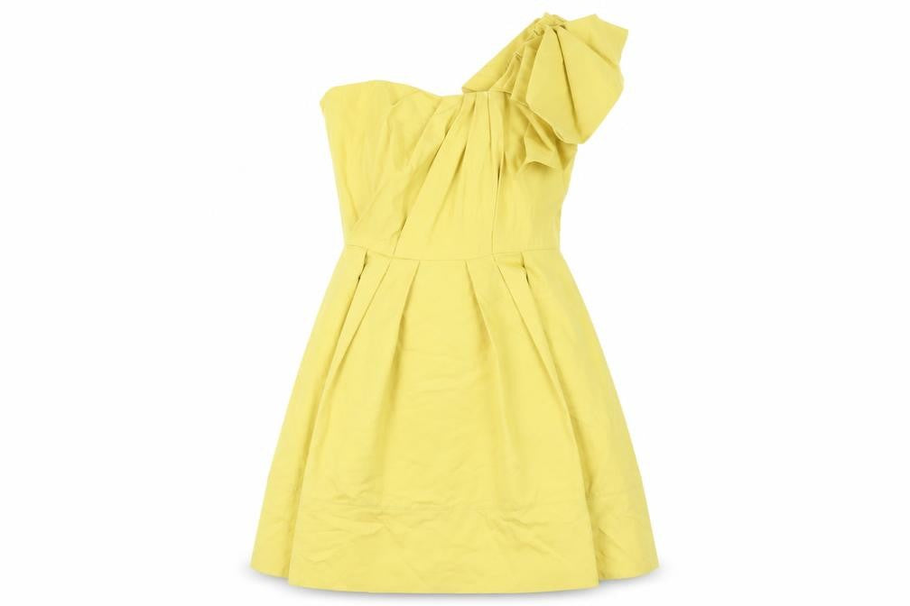 ASOS Women's Yellow A-Line One Shoulder Dress Size 10