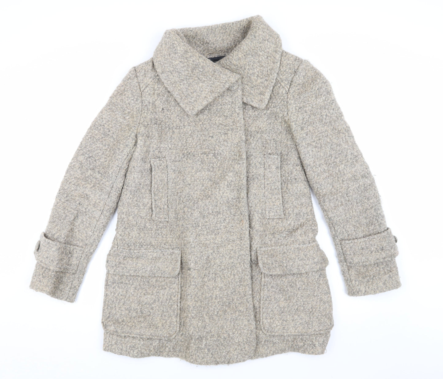 Next Women's Beige Wool Pea Coat Size 10