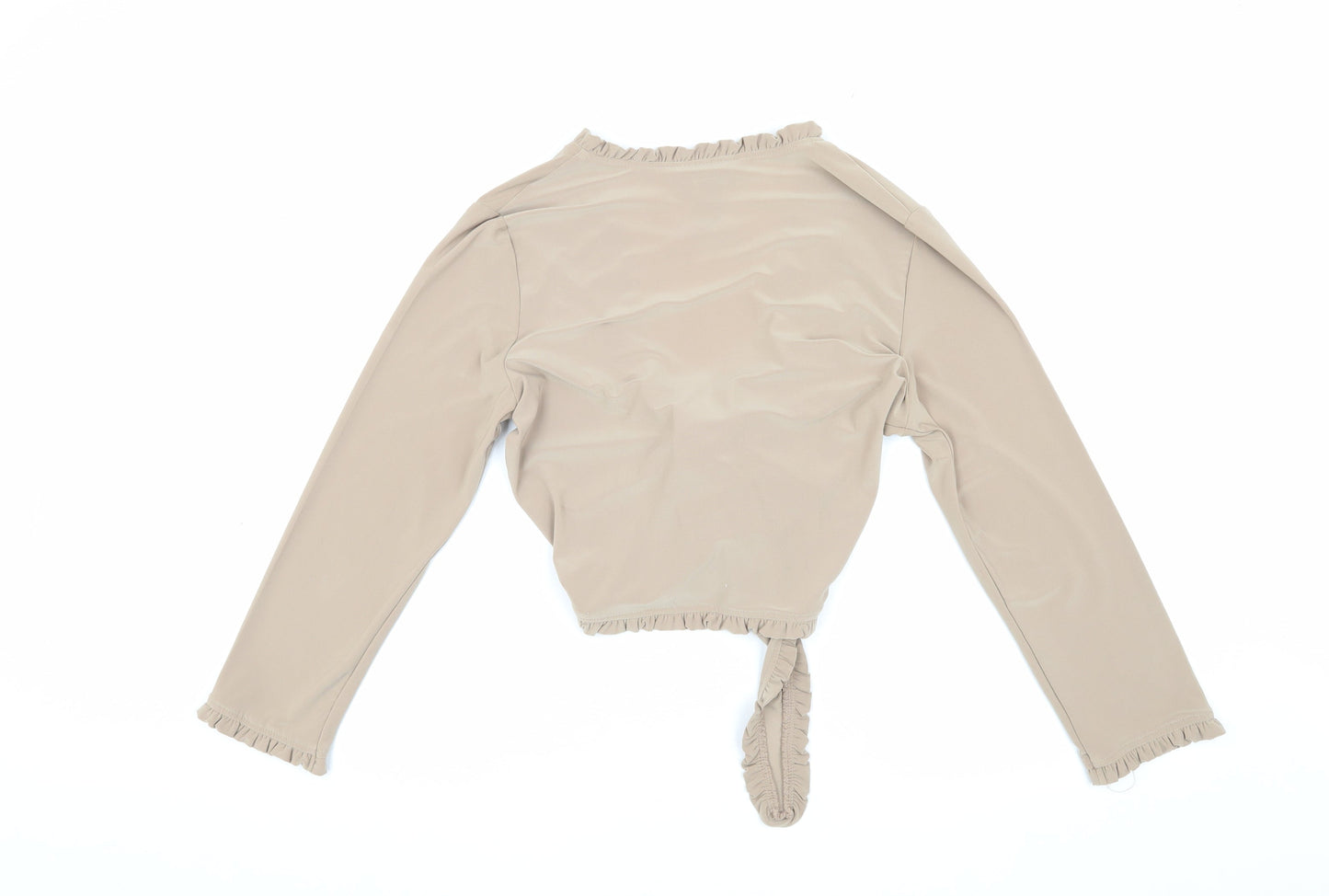 Nina Leonard Women's Beige Wrap Blouse, Size M