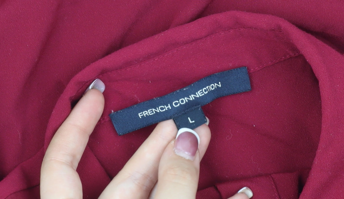 French Connection Women's Red Collared Blouse L