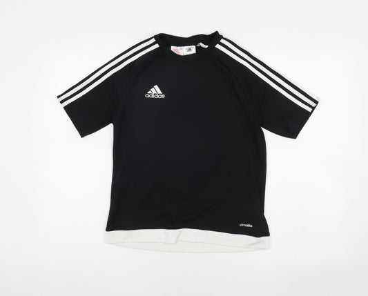 Adidas Boys Black Jersey T-Shirt 13-14Y Sports Activewear