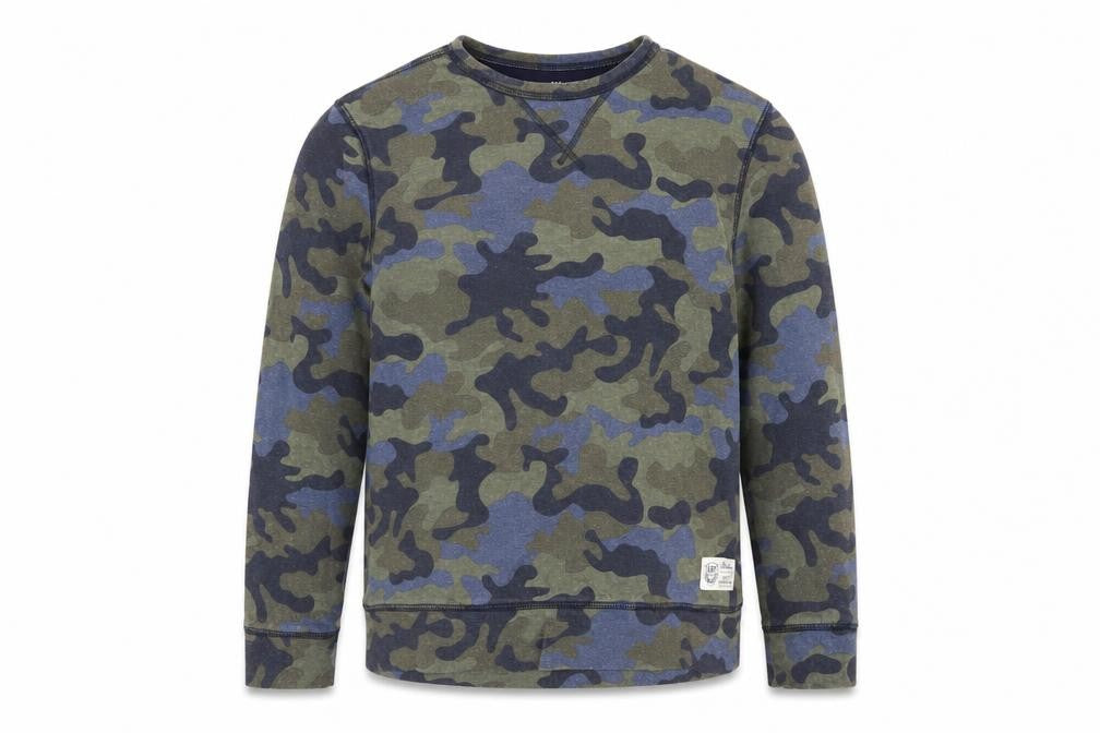 Front view of Gap boys’ camouflage sweatshirt xl - stylish pullover