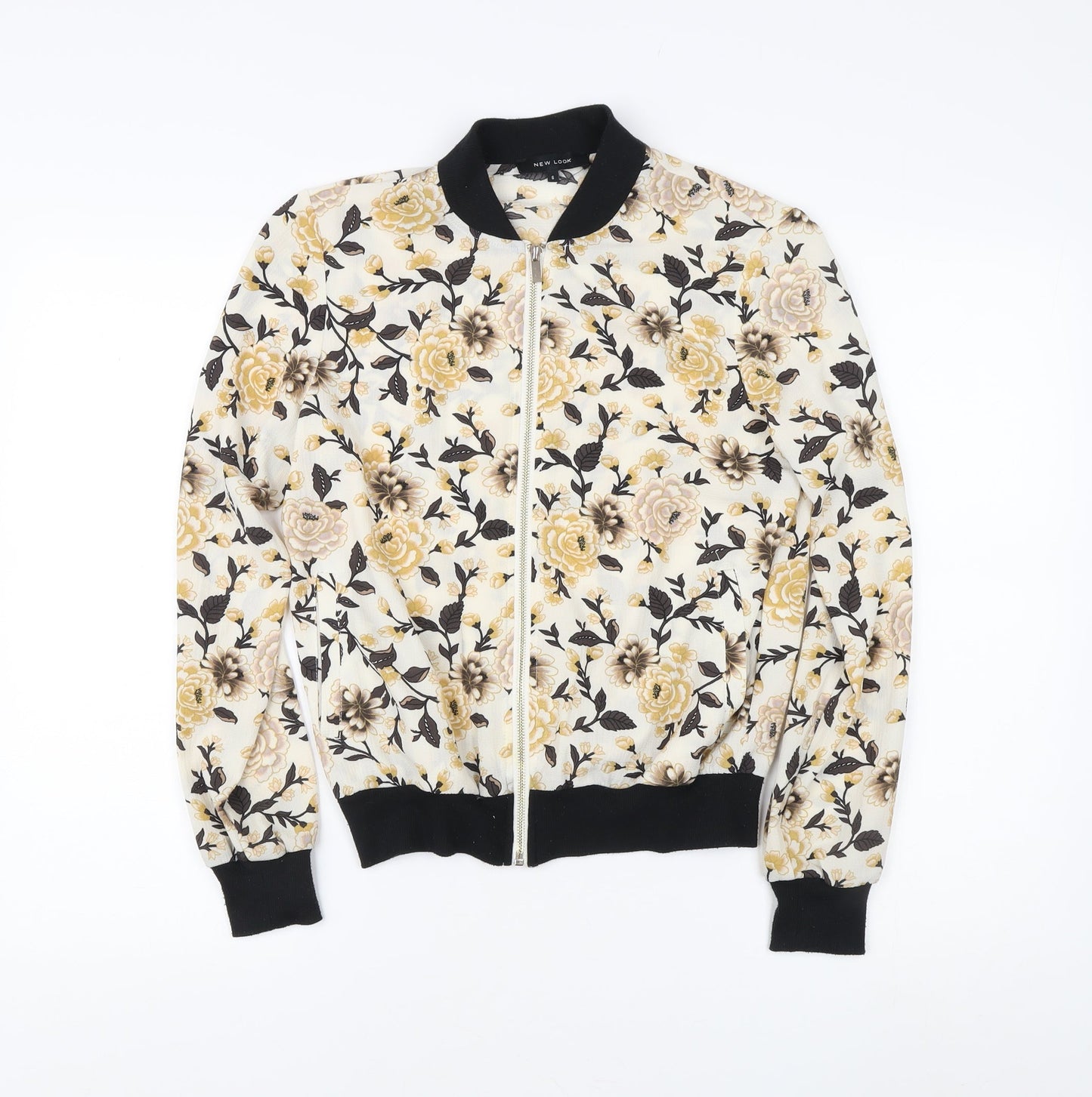 New Look Women's Floral Bomber Jacket - Size 6