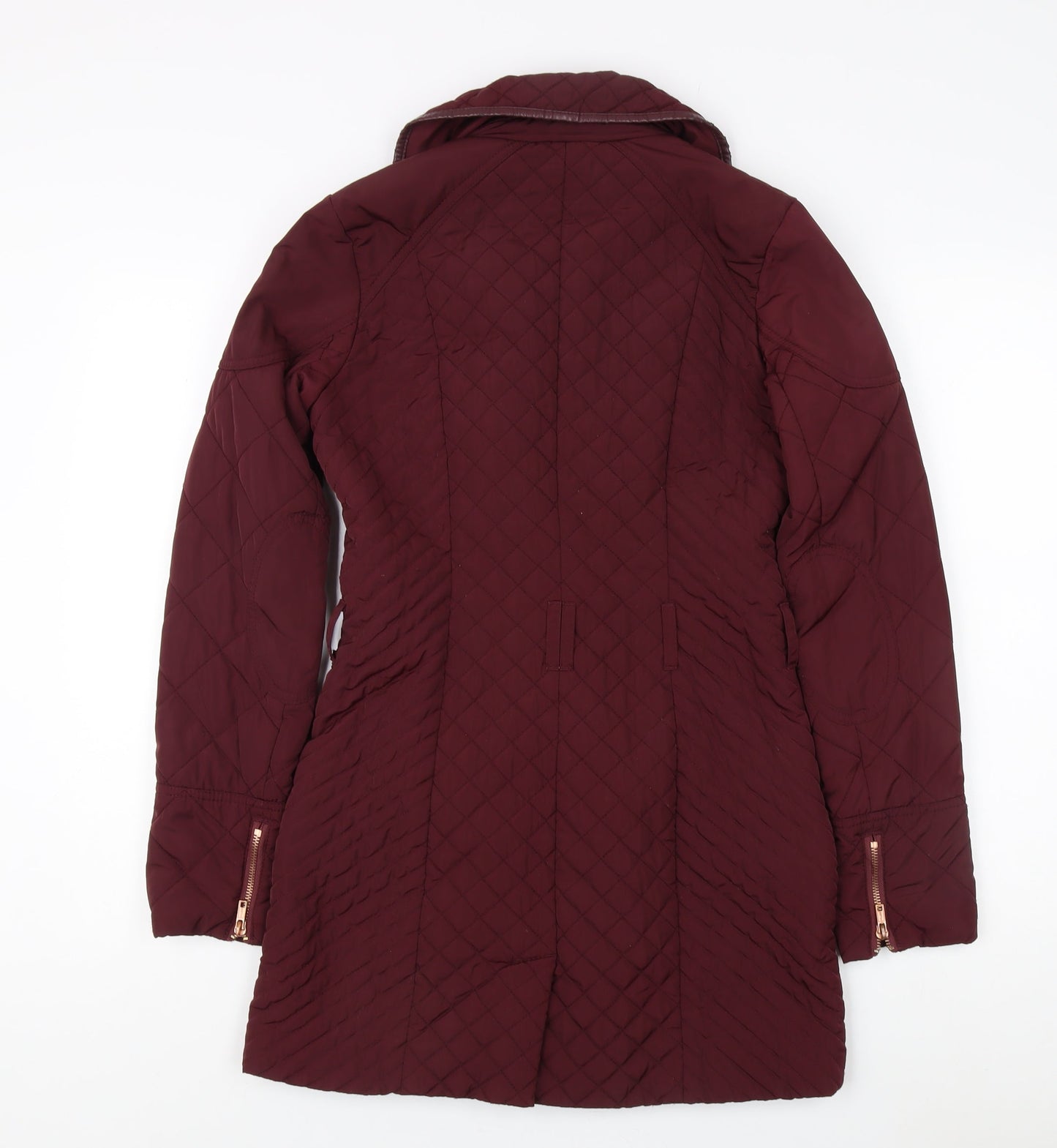 Next Women's Red Quilted Long Coat, Size Regular