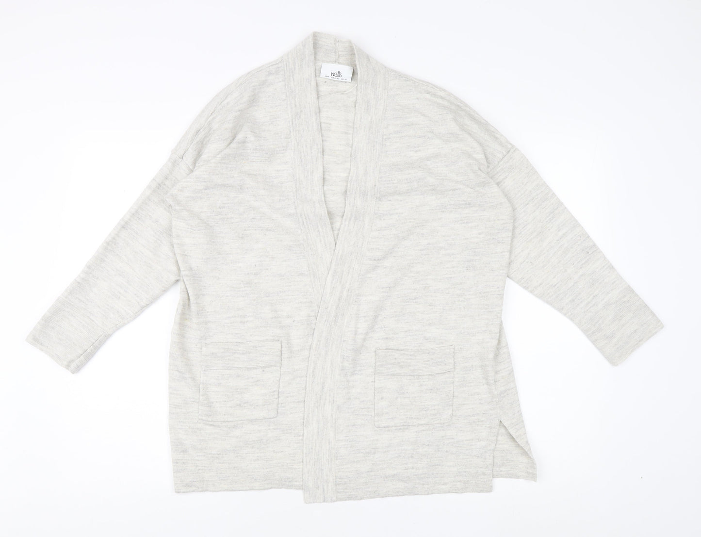 Wallis Women's Grey 3/4 Sleeve Open Front Cardigan Knit