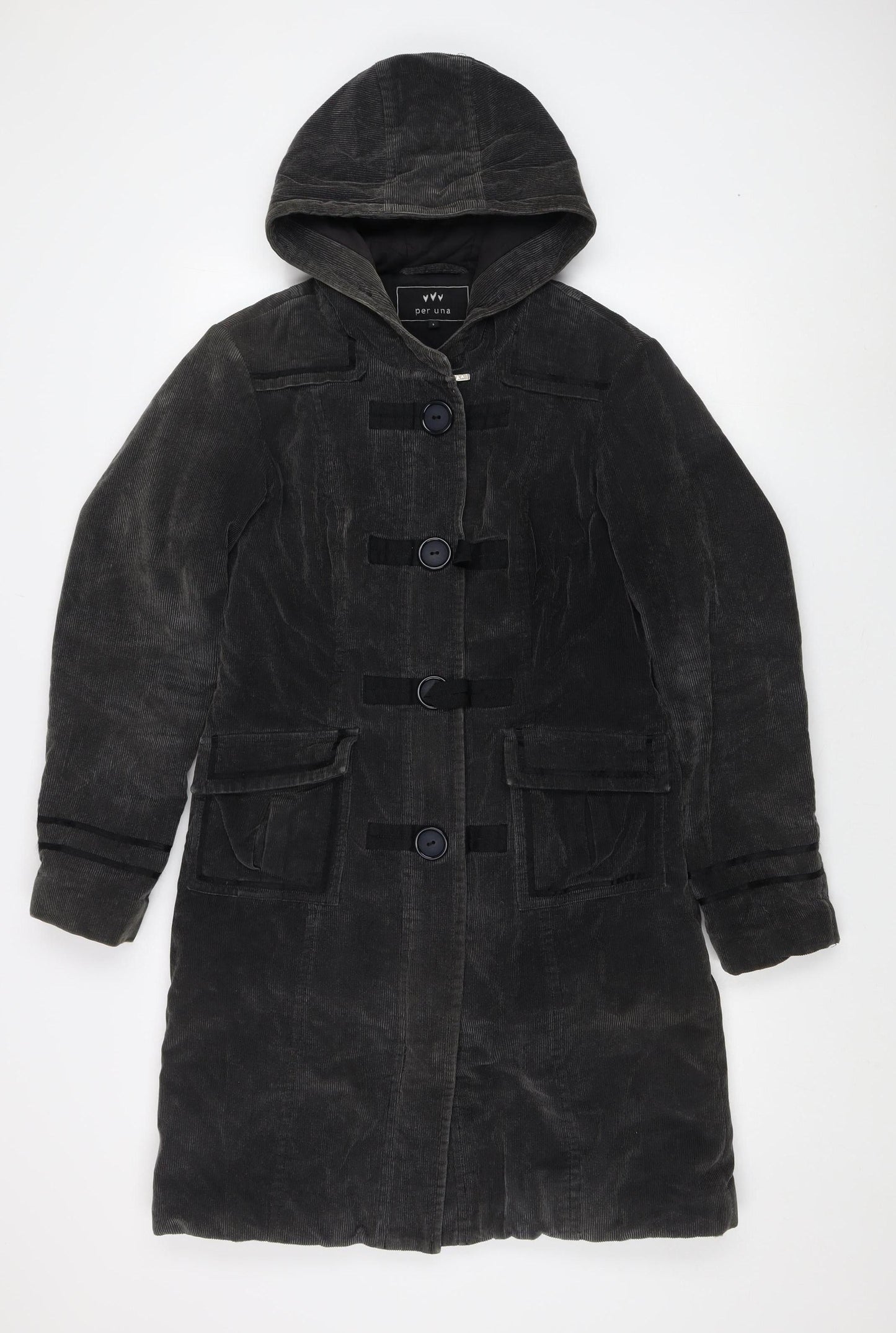 Per Una Women's Black Parka Coat with Hood, Size S