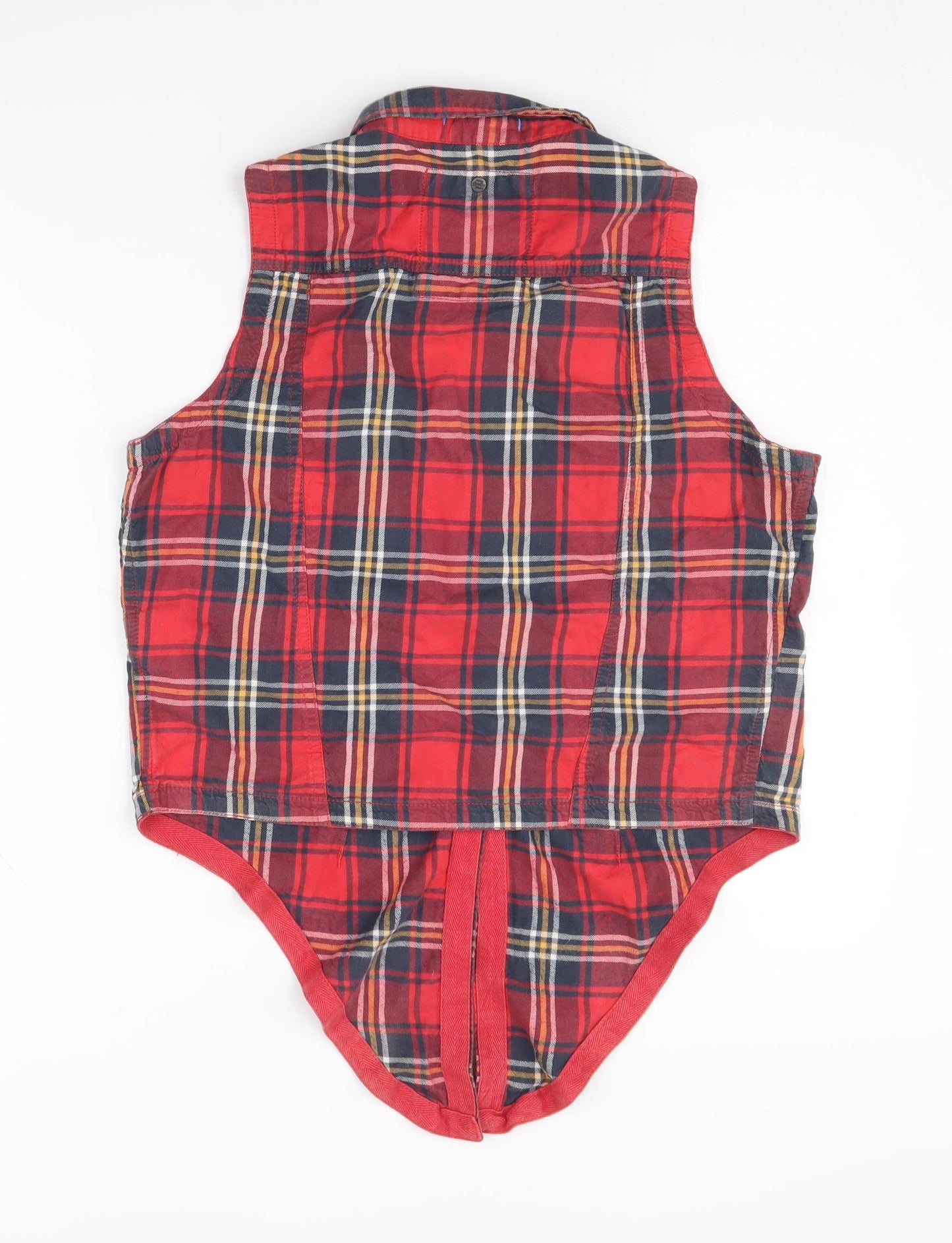 Superdry Red Plaid Sleeveless Button-Up Shirt M
