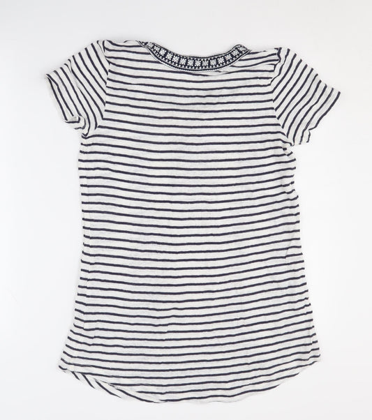 Fat Face Women's Ivory Striped T-Shirt Size 8