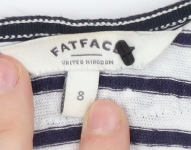Fat Face Women's Ivory Striped T-Shirt Size 8