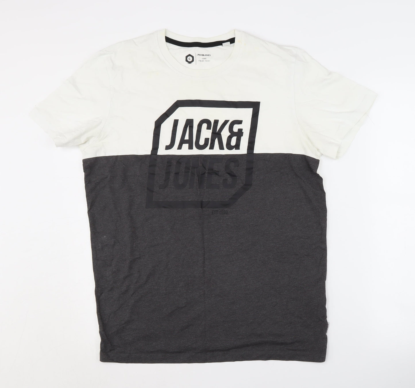 Jack & Jones Men's Colourblock T-Shirt, Medium, White/Black