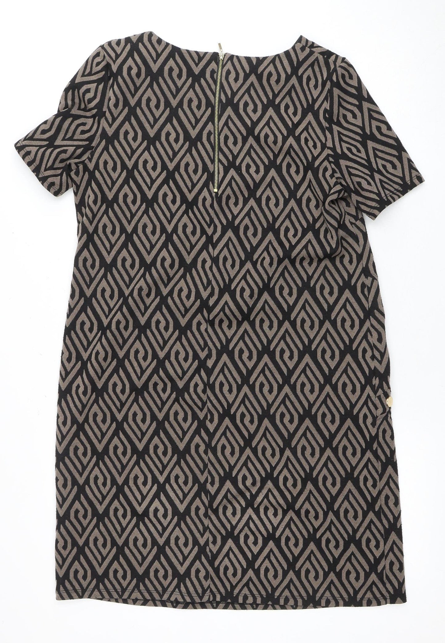 Wallis Women's Black Beige Geometric Dress Size 14
