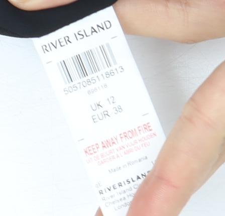 River Island Women's Black Dress UK 12 Geometric Pattern
