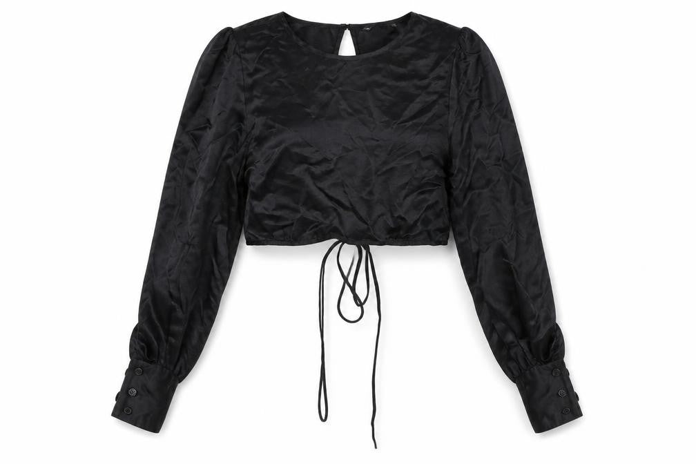 Zara Women's Black Cropped Blouse UK 10 Elegant Style