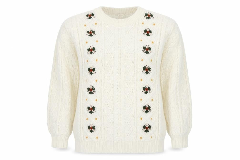 Avant Garde Women’s Ivory Pullover Jumper, Acrylic Knit