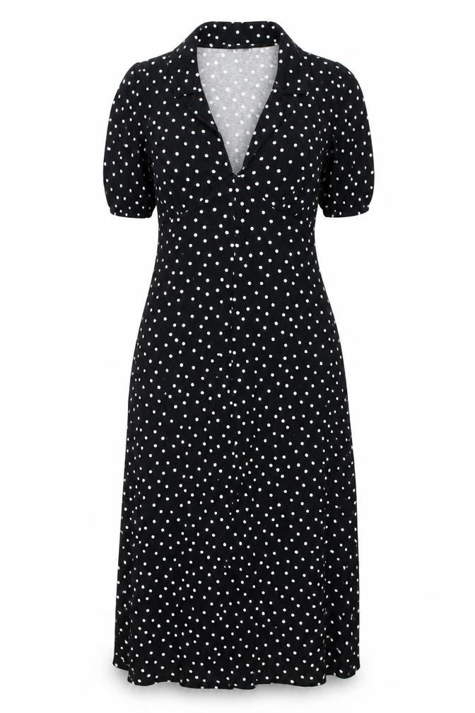 ASOS DESIGN Women's Black Polka Dot A-Line Dress