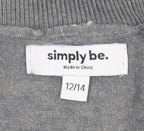 Simply Be Women's Grey Leopard Heart Pullover Jumper
