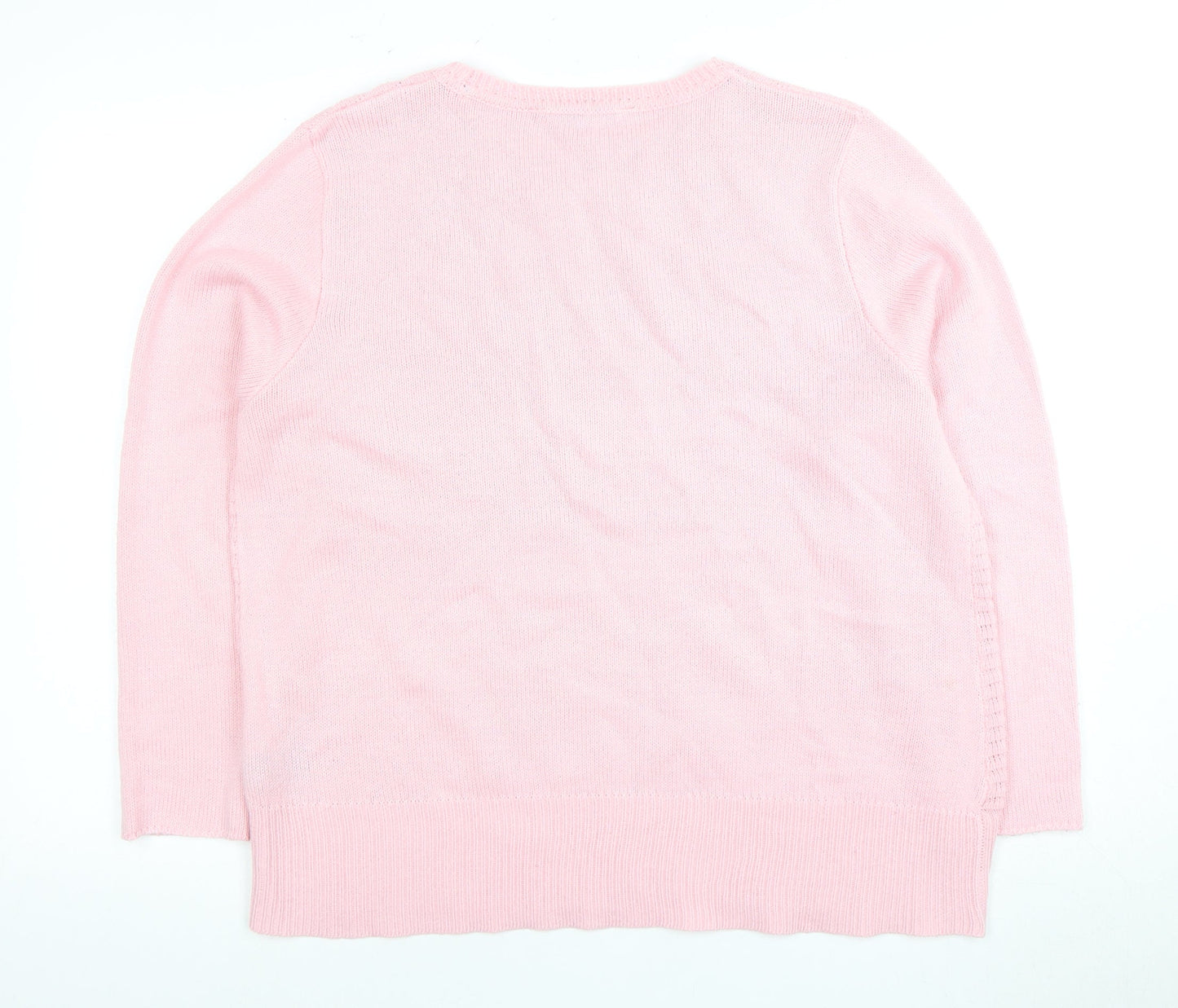Bonmarché Women's Pink Crew Neck Pullover Jumper