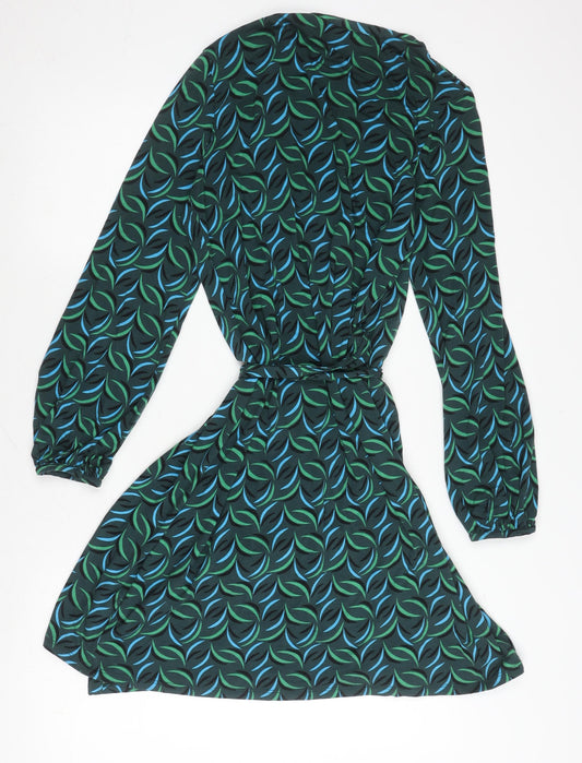 Boden Women's Green Blue Wrap Dress Size 12 Geometric