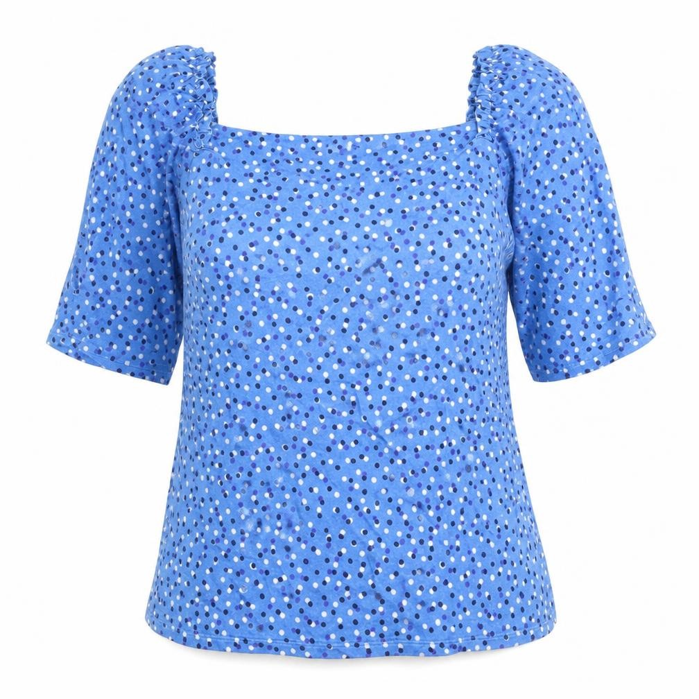 Monsoon Women’s Blue Polka Dot Puff Sleeve Top