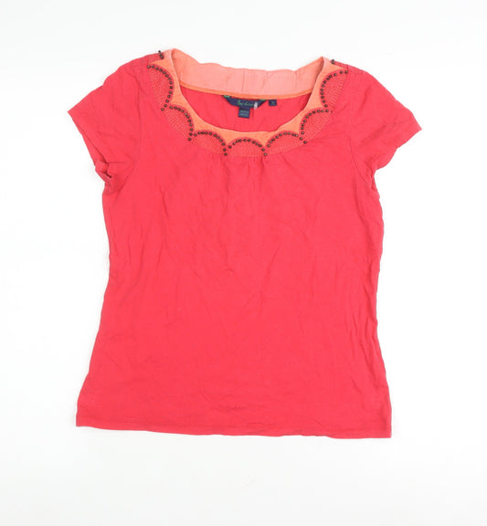 Boden Women's Red Blouse, Size 10, Beaded Accents