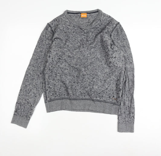 Hugo Boss Grey Pullover Jumper, Unisex L, Crew Neck